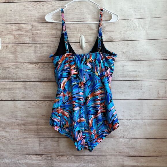 MAXINE OF HOLLYWOOD ONE PIECE SWIMSUIT IN BLUE PRINT - Picture 4 of 5